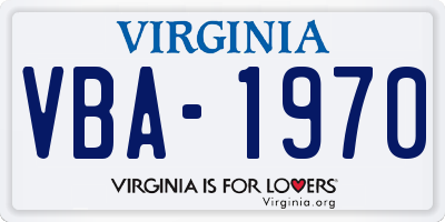 VA license plate VBA1970