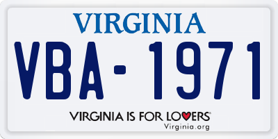 VA license plate VBA1971