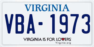 VA license plate VBA1973