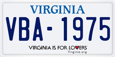 VA license plate VBA1975