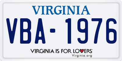 VA license plate VBA1976