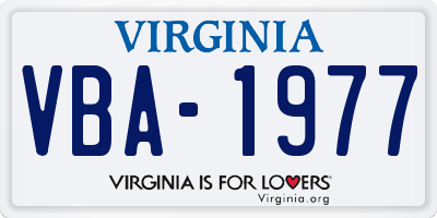 VA license plate VBA1977