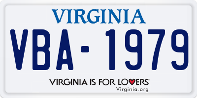 VA license plate VBA1979