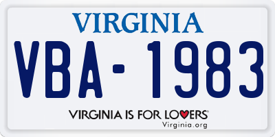 VA license plate VBA1983