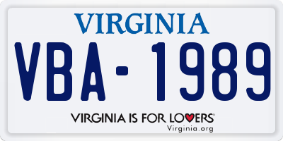 VA license plate VBA1989