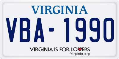VA license plate VBA1990