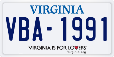 VA license plate VBA1991