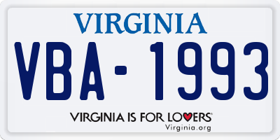 VA license plate VBA1993