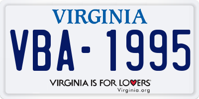 VA license plate VBA1995