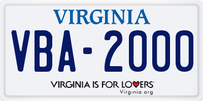 VA license plate VBA2000