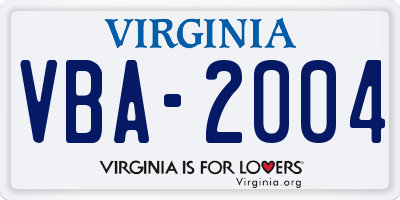 VA license plate VBA2004
