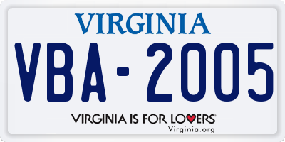 VA license plate VBA2005