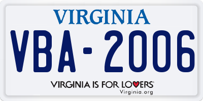 VA license plate VBA2006