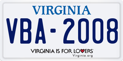 VA license plate VBA2008