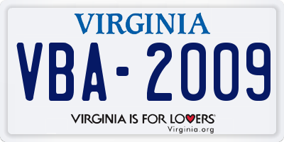 VA license plate VBA2009