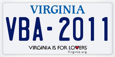 VA license plate VBA2011