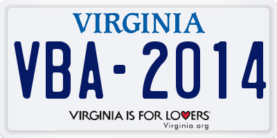 VA license plate VBA2014