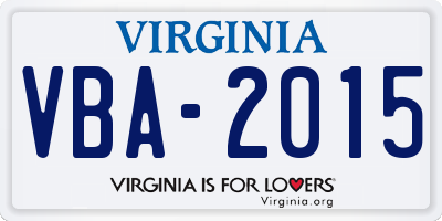 VA license plate VBA2015