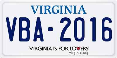 VA license plate VBA2016