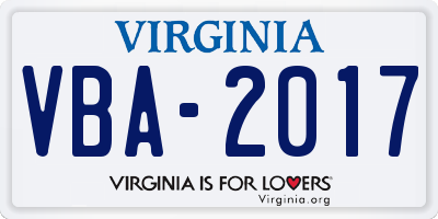VA license plate VBA2017