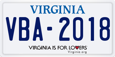 VA license plate VBA2018