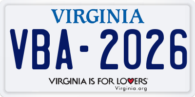 VA license plate VBA2026