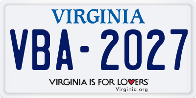 VA license plate VBA2027