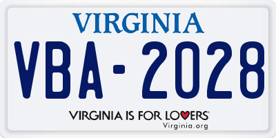 VA license plate VBA2028