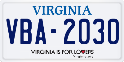 VA license plate VBA2030