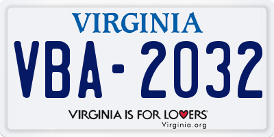 VA license plate VBA2032