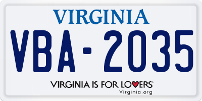 VA license plate VBA2035
