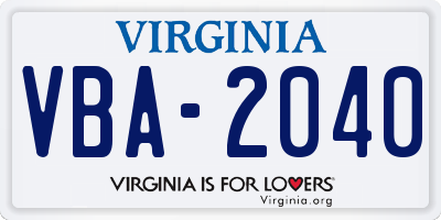 VA license plate VBA2040
