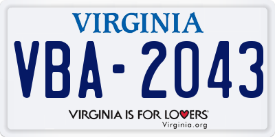 VA license plate VBA2043