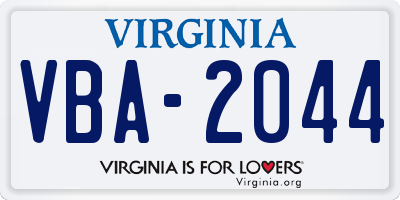 VA license plate VBA2044