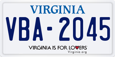 VA license plate VBA2045