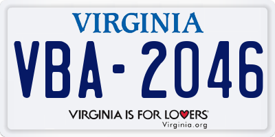 VA license plate VBA2046