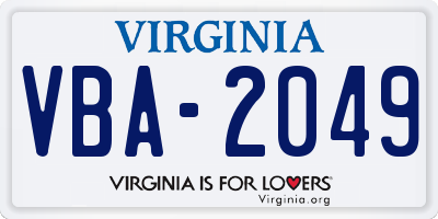 VA license plate VBA2049