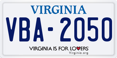 VA license plate VBA2050