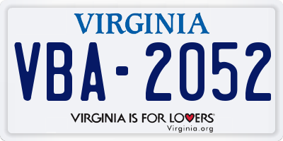 VA license plate VBA2052