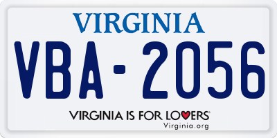 VA license plate VBA2056