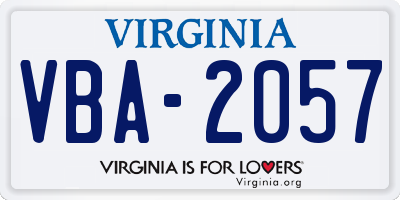 VA license plate VBA2057