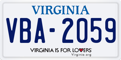 VA license plate VBA2059