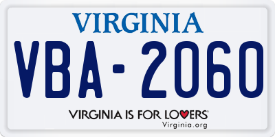 VA license plate VBA2060