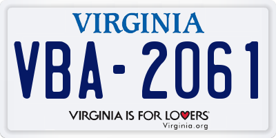 VA license plate VBA2061
