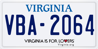 VA license plate VBA2064