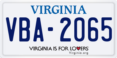 VA license plate VBA2065