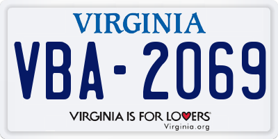 VA license plate VBA2069