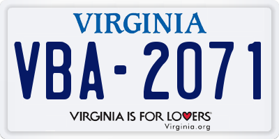 VA license plate VBA2071
