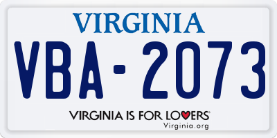 VA license plate VBA2073