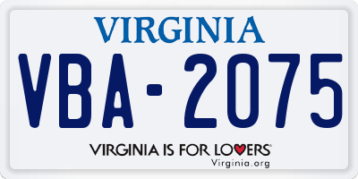 VA license plate VBA2075
